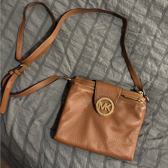 Michael Kors Handbags - Michael Kors Brown Pebbled Leather Crossbody Bag